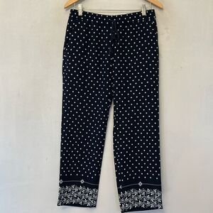 Loft patterned pull on blue white tie waist casual pants Size SP EUC